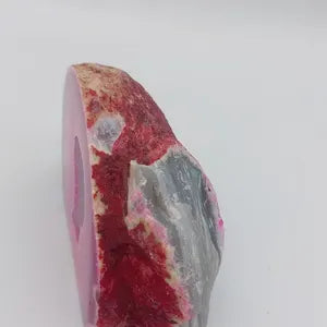 Pink Tie Die Geode Agate with Crystal Quartz Cave, Stone Decoration, Zodiac Mineral Crystal