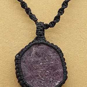 Natural Hexagon Ruby Macrame Necklace, Rare Gemstone Macrame Pendant