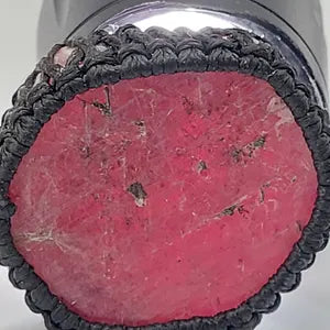 Natural Hexagon Ruby Macrame Necklace, Rare Gemstone Macrame Pendant