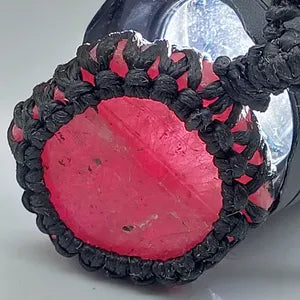 Natural Hexagon Ruby Macrame Necklace, Rare Gemstone Macrame