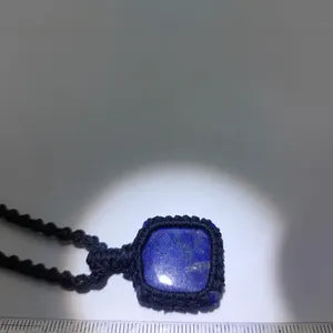 Lapis Lazuli Macrame Necklace, Blue Crystal Wrapped Woven Necklace, Gemstone Necklace