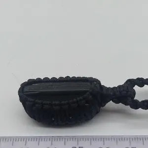 Black Tourmaline Rough Stone Macrame Necklace, Protection Necklace, Handmade Wrapped Black Crystal Necklace
