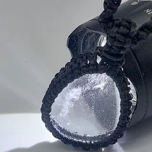 Clear Quartz Macrame Necklace, Transparent Crystal Wrapped Necklace, Clear Stone Handmade Necklace