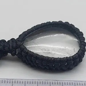 Clear Quartz Macrame Necklace, Transparent Crystal Wrapped Necklace, Clear Stone Handmade Necklace