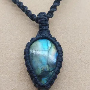 Rainbow Labradorite Handmade Wrapped Macrame Necklace - Healing Stone - Gift Idea - Protection