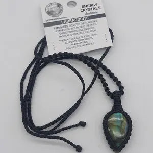 Rainbow Labradorite Handmade Wrapped Macrame Necklace - Healing Stone - Gift Idea - Protection