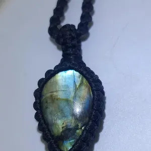 Rainbow Labradorite Handmade Wrapped Macrame Necklace - Healing Stone - Gift Idea - Protection