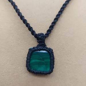 Malachite Macrame Wrapped Necklace, Protection Gift Accessories, Crystal Healing