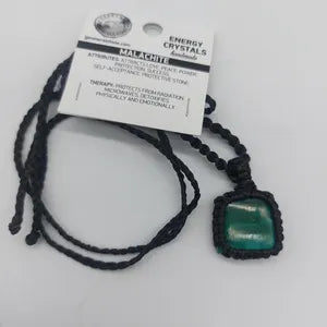 Malachite Macrame Wrapped Necklace, Protection Gift Accessories, Crystal Healing