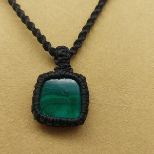 Malachite Macrame Wrapped Necklace, Protection Gift Accessories, Crystal Healing
