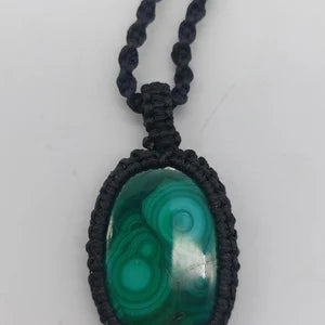 Malachite Macrame Wrapped Necklace, Protection Gift Accessories, Crystal Healing
