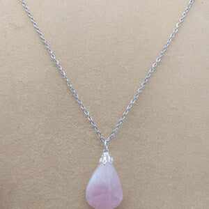 Rose Quartz Crystal Necklace, Pink Gemstone Silver Plated Hook Necklace, Love Crystal Elegant Necklace for Women, Chakra Stone Necklace