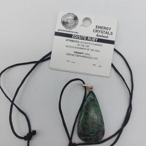 Ruby Zoisite Crystal Necklace,Green Stone Necklace, Gemstone Necklace for Men and Women, Gift for Crystal Lovers