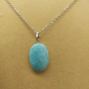 Amazonite Crystal Chain Necklace, Gemstone Minimalist Necklace, Gift for Men and Women, Chakra Stone Necklace