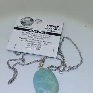 Amazonite Crystal Chain Necklace, Gemstone Minimalist Necklace, Gift for Men and Women, Chakra Stone Necklace