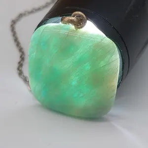 Amazonite Crystal Chain Necklace, Gemstone Minimalist Necklace, Gift for Men and Women, Chakra Stone Necklace