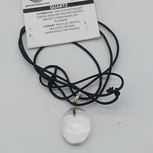 Clear Quartz Crystal Necklace, Translucent Stone Necklace, Energy Protection Necklace