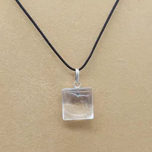 Clear Quartz Crystal Necklace, Translucent Stone Necklace, Energy Protection Necklace