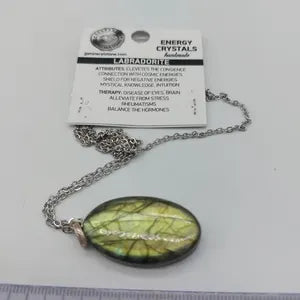 Flashy Labradorite Crystal Necklace, Green Stone Chain Necklace, Gemstone Necklace for Men and Women, Spiritual Gift Ideas