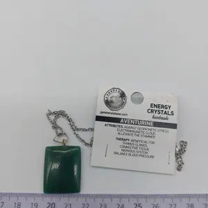 Green Aventurine Crystal Necklace for Men and Women, Gemstone Pendant with Steel Layering Chain, Crystal Gift Ideas