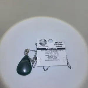 Green Aventurine Crystal Necklace for Men and Women, Gemstone Pendant with Steel Layering Chain, Crystal Gift Ideas