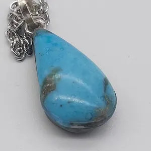 Original Turquoise Crystal Necklace, Turquoise Stone Necklace with Chain, Gemstone Necklace for Men and Women