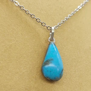 Original Turquoise Crystal Necklace, Turquoise Stone Necklace with Chain, Gemstone Necklace for Men and Women