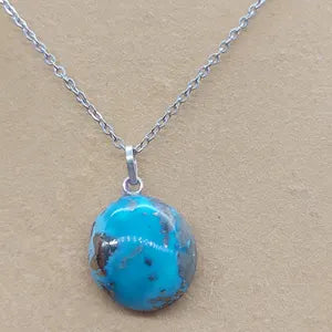 Original Turquoise Crystal Necklace, Turquoise Stone Necklace with Chain, Gemstone Necklace for Men and Women