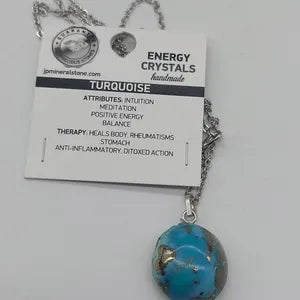 Original Turquoise Crystal Necklace, Turquoise Stone Necklace with Chain, Gemstone Necklace for Men and Women