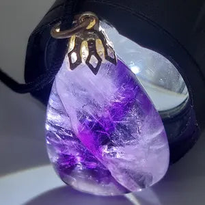 Amethyst Crystal Necklace, Purple Stone Chain Necklace, Gemstone Necklace