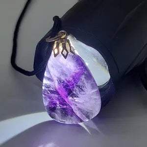 Amethyst Crystal Necklace, Purple Stone Chain Necklace, Gemstone Necklace
