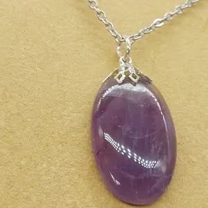 Amethyst Crystal Necklace, Purple Stone Pendant, Gemstone Chain Necklace for Men and Women