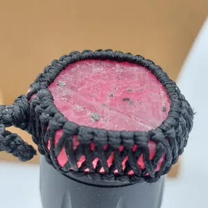 Natural Hexagon Ruby Macrame Necklace, Rare Gemstone Macrame Pendant