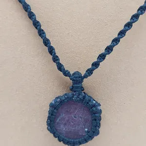 Natural Hexagon Ruby Macrame Necklace, Rare Gemstone Macrame