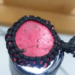 Natural Hexagon Ruby Macrame Necklace, Rare Gemstone Macrame