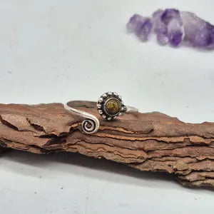 Tiger Eye Silver Plated Ring, Birthstone Ring for Her, Gemstone Rings for Women, Crystal Ring for Gift