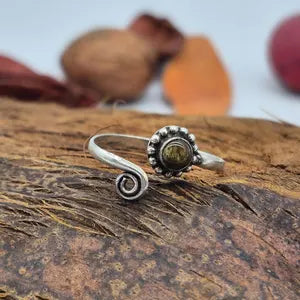 Tiger Eye Silver Plated Ring, Birthstone Ring for Her, Gemstone Rings for Women, Crystal Ring for Gift