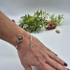 Tiger Eye Silver Plated Heart Bracelet, Birthstone Bracelet for Women