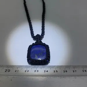 Lapis Lazuli Macrame Necklace, Blue Crystal Wrapped Woven Necklace, Gemstone Necklace