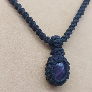 Amethyst Crystal Macrame Necklace, Purple Stone Handmade Necklace, Gemstone Necklace