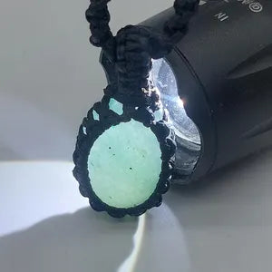 Green Aventurine Macrame Necklace, Lucky Crystal Wrapped Necklace, Green Stone Necklace