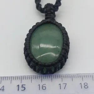 Green Aventurine Macrame Necklace, Green Gemstone Woven Necklace, Unisex Handmade Knotted Necklace