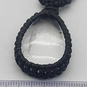 Clear Quartz Macrame Necklace, Transparent Crystal Wrapped Necklace, Clear Stone Handmade Necklace