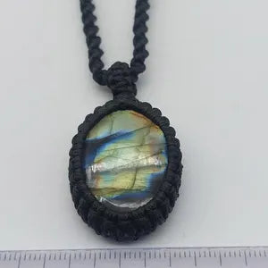 Rainbow Labradorite Handmade Wrapped Macrame Necklace - Healing Stone - Gift Idea - Protection