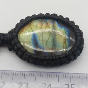 Rainbow Labradorite Handmade Wrapped Macrame Necklace - Healing Stone - Gift Idea - Protection