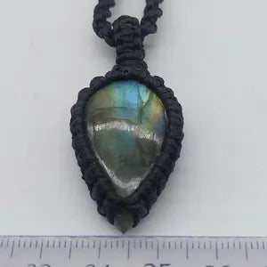 Rainbow Labradorite Handmade Wrapped Macrame Necklace - Healing Stone - Gift Idea - Protection