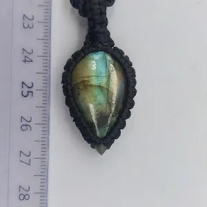 Rainbow Labradorite Handmade Wrapped Macrame Necklace - Healing Stone - Gift Idea - Protection
