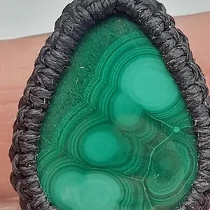 Malachite Macrame Wrapped Necklace, Protection Gift Accessories, Crystal Healing