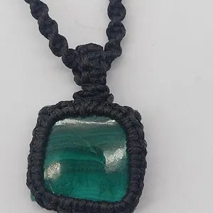 Malachite Macrame Wrapped Necklace, Protection Gift Accessories, Crystal Healing