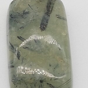 Prehnite with Green Tourmaline Crystal Necklace, Green Stone Necklace, Crystal Pendant, Steel Chain Necklace with Gemstone